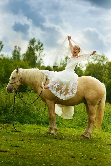 172 Orginele Trouwfoto Bruid Met Paard